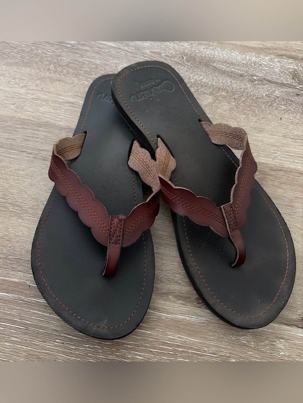 Reef Women's Sandals Celine Cushion Scallop Brown Rust Size 8.5 EU 38.5